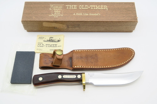 Vtg 1946-73 Schrade Walden 165 Woodsman Old Timer Fixed Blade Hunting Knife +box