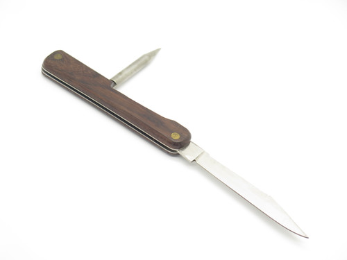Vintage 1960s Seki Japan Large 4.87" Wood Stainless Steel Folding Fishing Knife