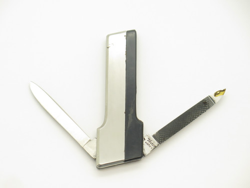 Vtg 1970s Vernco HiCV Black Angus Seki Japan Gentleman Folding Pocket Knife