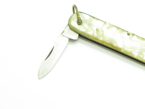 Vintage 1960s Seki Japan 3.12" White Sworl Folding Pocket Knife