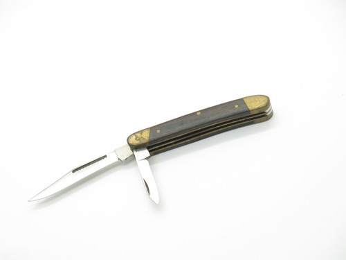 Vintage 1970s Explorer Seki Japan Small 2.75" Wood Brass Pocket Folding Knife