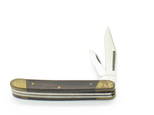 Vintage 1970s Explorer Seki Japan Small 2.75" Wood Brass Pocket Folding Knife