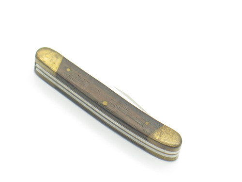 Vintage 1970s Explorer Seki Japan Small 2.75" Wood Brass Pocket Folding Knife