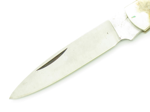 Vtg 1970s Prototype Seki Japan 4.3" Smooth Bone Stainless Folding Lockback Knife