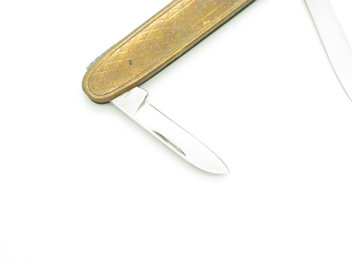 Vintage 1970s Anvil Seki Japan 2.75" Folding Brass Stainless Steel Pocket Knife