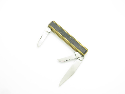 Vintage 1980s KT (Kanetsune) Seki Japan 3.25" Brass & Wood Folding Pocket Knife