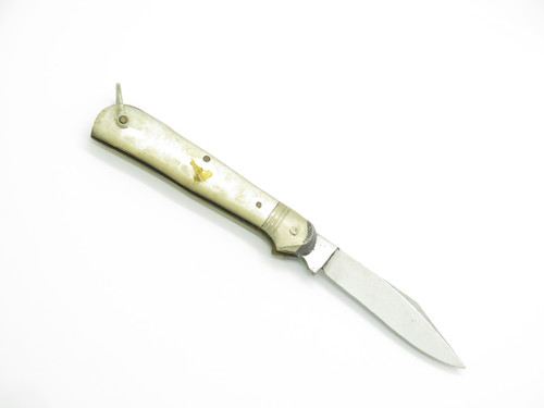 Vtg 1960s S. M. Z. Seki Japan 3.12" White Handle Folding Pocket Knife