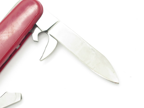 Vintage 1970s Seki Japan 3.5" Red Multi Tool Folding Pocket Camp Knife