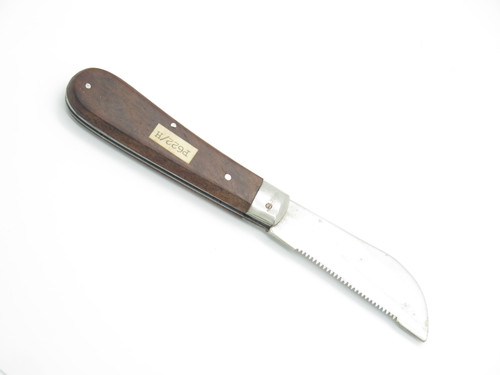 Vintage 1950s Seki Japan 4" Serrated Wood Handle Folding Pocket Knife