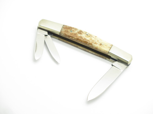 Vintage 1980s Parker Imai Seki Japan 3.87" Bone Stockman Folding Pocket Knife