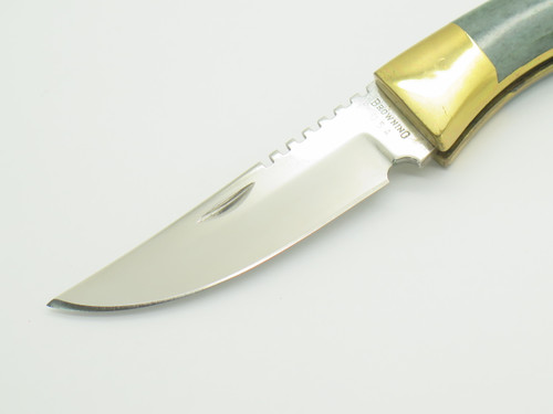 Vintage 1980s Browning USA Great Divide Jade Green Lockback Folding Pocket Knife