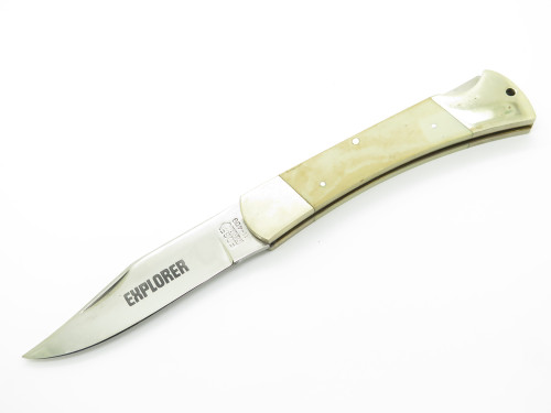 Vtg 70s Explorer Tak Fukuta Seki Japan 4.8 Micarta Folding Hunter Lockback Knife