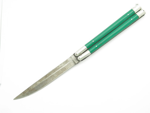 Vintage WWII Era Filipino Balisong 6" Green Handle Folding Butterfly Knife