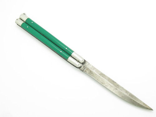 Vintage WWII Era Filipino Balisong 6" Green Handle Folding Butterfly Knife