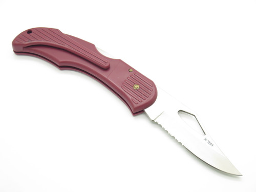 Vintage 1990s Explorer Hi-Tech Red Synthetic Lockback 5.25" Folding Pocket Knife