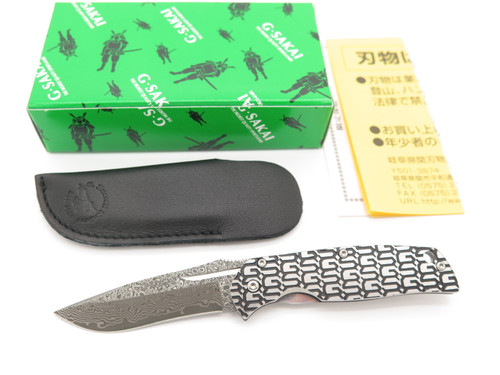 G. Sakai Seki Japan Gentleman Black Decorative & Damascus Folding Pocket Knife