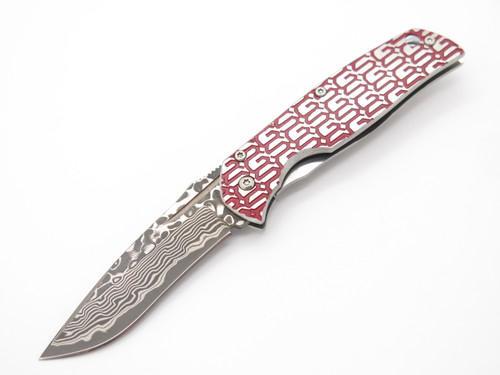 G. Sakai Seki Japan Gentleman Red Decorative & Damascus Folding Pocket Knife