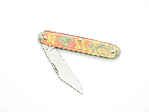 Vtg '90s Novelty Knife Co Lash Larue Black Diamond Western Folding Pocket Knife