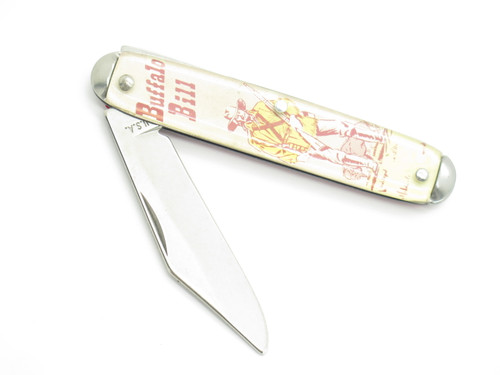 Vintage '90s Buffalo Bill USA Novelty Knife Co 3.5" Western Folding Pocket Knife