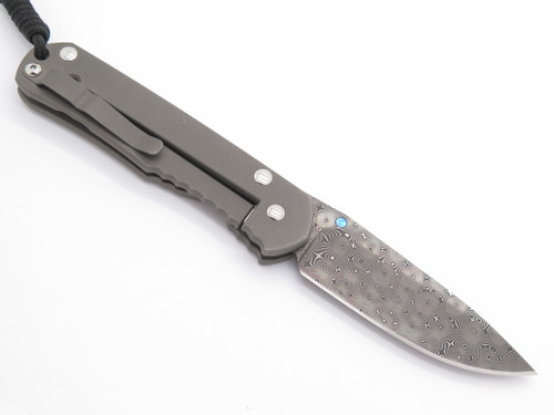 2001 Custom Chris Reeve Sabenza Damascus & Titanium Framelock Folder Knife