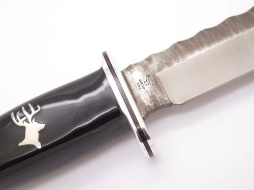 2009 Buck 119 Special Custom Buffalo Horn Deer Inlay Fixed Blade Hunting Knife