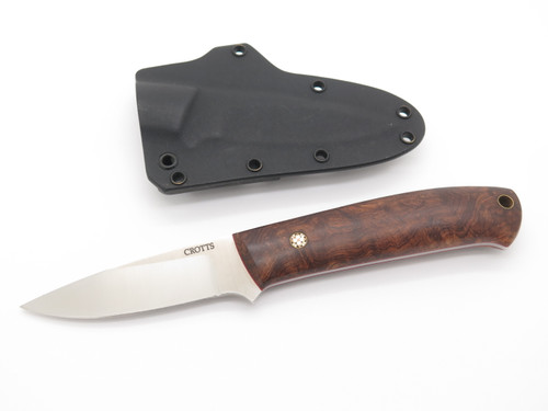 Dan Crotts Custom D2 Burlwood Fixed Blade Hunting Knife