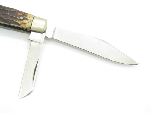 Vintage 1970s Premium Stock Seki Japan 3.87" Jigged Bone Folding Pocket Knife