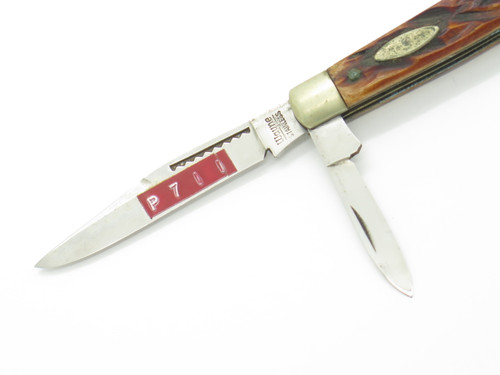 Vintage 1970s P-711 Wayne 107 Seki Japan 2.87" Bone Handle Folding Pocket Knife