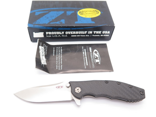 ZT Zero Tolerance 0562CF Hinderer Slicer MC390 Titanium Framelock Folding Knife