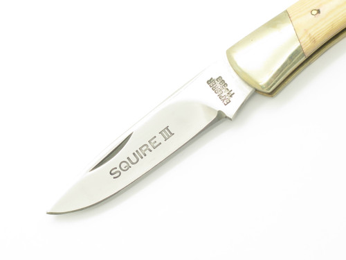 Vtg 80s Explorer 11-393 Squire III Imai Seki Japan White Micarta Lockback Knife