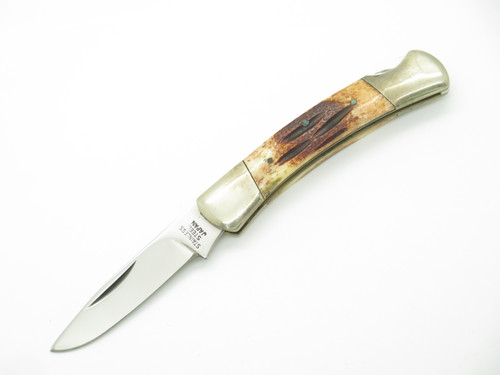 Vintage 1970s Explorer Seki Japan 3.5" Bone Handle Lockback Folding Pocket Knife