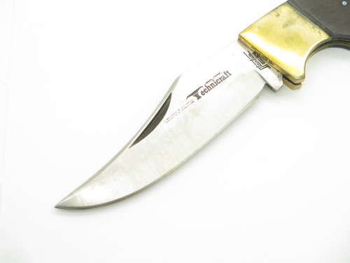 Vintage 70s Technicraft Seki Japan Large 5.5" Wood Lockback Folding Hunter Knife