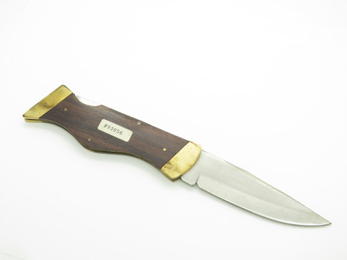 Vtg '70s Explorer Steer J390 Seki Japan 5.12" Wood Lockback Folding Hunter Knife