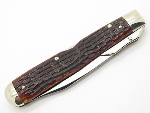 Vtg 1940-1964 Case XX 61011 1/2 Cheetah Folding Swing Guard Knife Red Bone