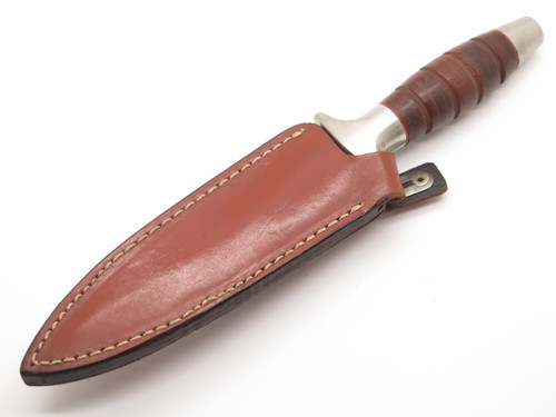 Vintage C I Compass Seki Japan Leather Handle Short Commando Fixed Dagger Knife