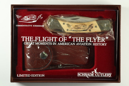 Vintage Schrade USA Limited Flight of Flyer Wright LB7 Folding Hunter Knife