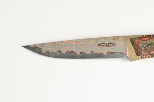 Mcusta '23 Seki Japan Rainbow Damascus Slim Platinum Limited Edition Fixed Knife