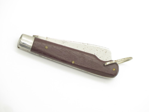 Vintage 1981 Klein Tools Seki Japan 3.25" Brown Handle Folding Pocket Knife