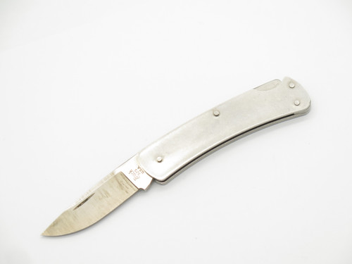 Vintage Buck Script 525 Gent Stainless Lockback Folding Pocket Knife Unfinished