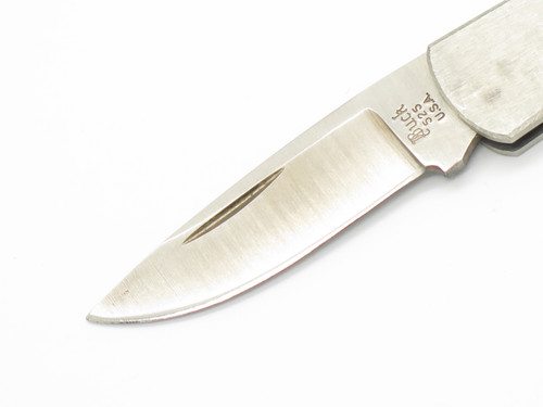 Vintage Script Buck 525 Gent Small Stainless 2.87" Lockback Folding Pocket Knife