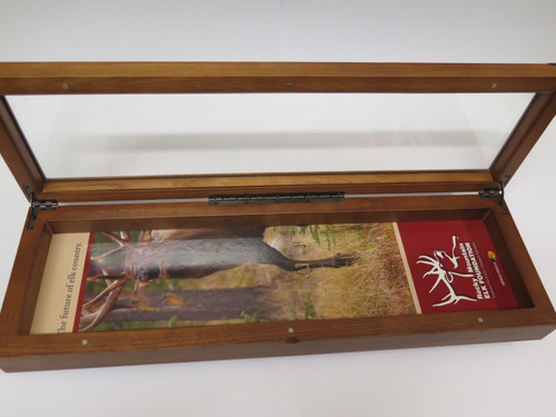 RMEF Elk Foundation Bass Pro Large 24" Fixed Bowie Knife Wood Glass Display Case