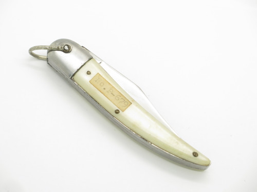 Vintage 1960s P-679 Seki Japan 3.87" White Synthetic Handle Folding Pocket Knife