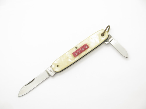 Vintage 1960s P-549 Seki Japan 3" Stainless White Handle Folding Pocket Knife