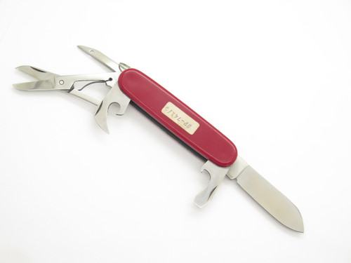 Vintage 1970s Seki Japan 3.625" Red Multi Tool Folding Pocket Camp Knife