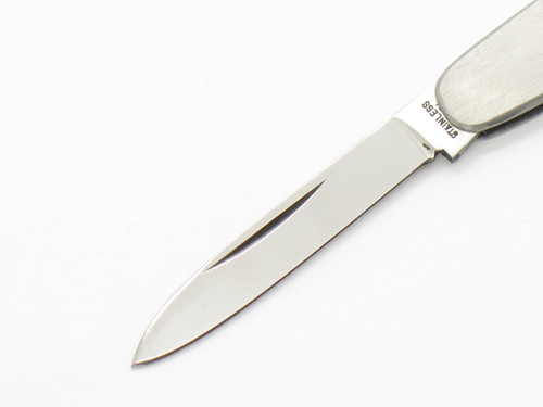 Vintage 1970s Seki Japan 2.75" Small Stainless Steel Handle Folding Pocket Knife