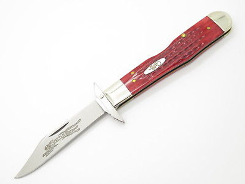 2003 Case XX 6111 1/2 Red Bone Cheetah Swing Guard Folding Pocket Knife