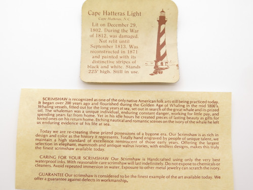 Vintage 1980s Seki Japan Cape Hatteras Lighthouse Scrimshaw Folding Pocket Knife