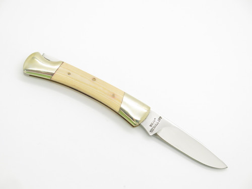 Vtg '80s Explorer Squire III 11-393 Imai Seki Japan White Micarta Lockback Knife