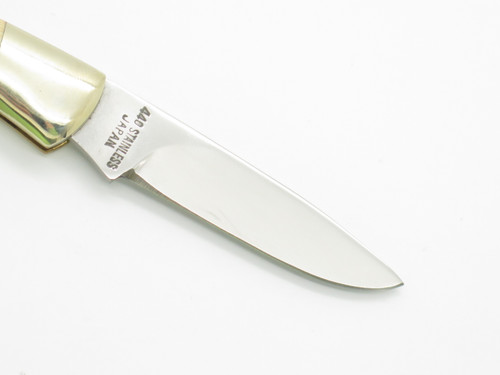 Vtg '80s Explorer Squire III 11-393 Imai Seki Japan White Micarta Lockback Knife