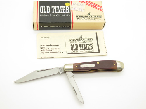 Vtg 1980s Schrade USA 72OT Dog Leg Jack Old Timer Folding 2 Blade Pocket Knife